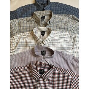 Jos A Bank Travelers Collection Shirts Lot Of 5 Plaid Stripes Size XL Oxford